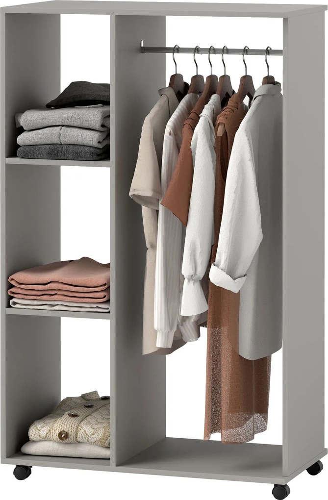 Guarda Roupa aberto, 80 x 40 x 128 cm, Arrumação Aberta, Cinzento