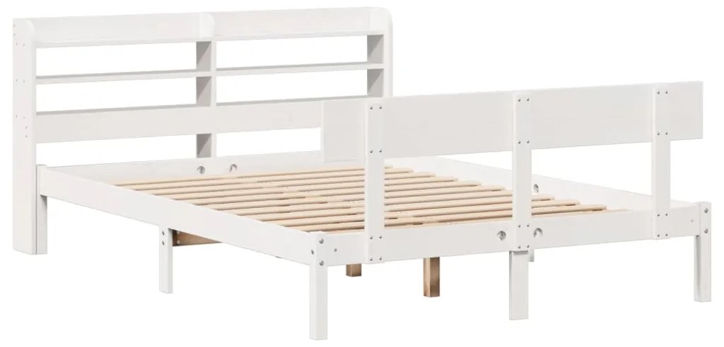 Cama sem colchão 140x190 cm madeira de pinho maciça branco