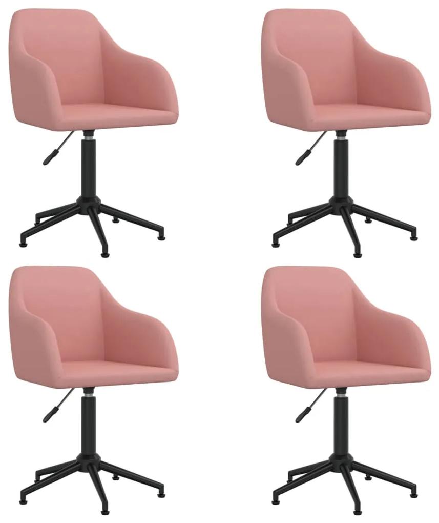 3089847 vidaXL Cadeiras de jantar giratórias 4 pcs veludo rosa