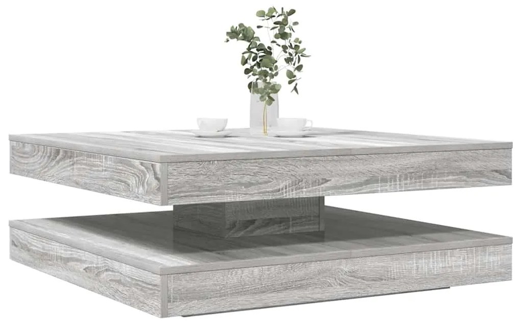 Mesa de centro rotativa a 360 graus 90x90x34,5 cm sonoma cinza