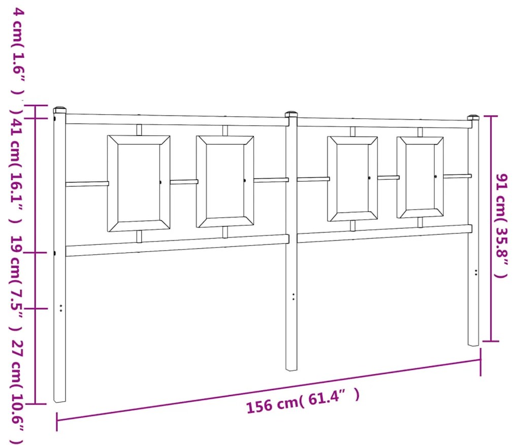 Cabeceira de cama 150 cm metal branco