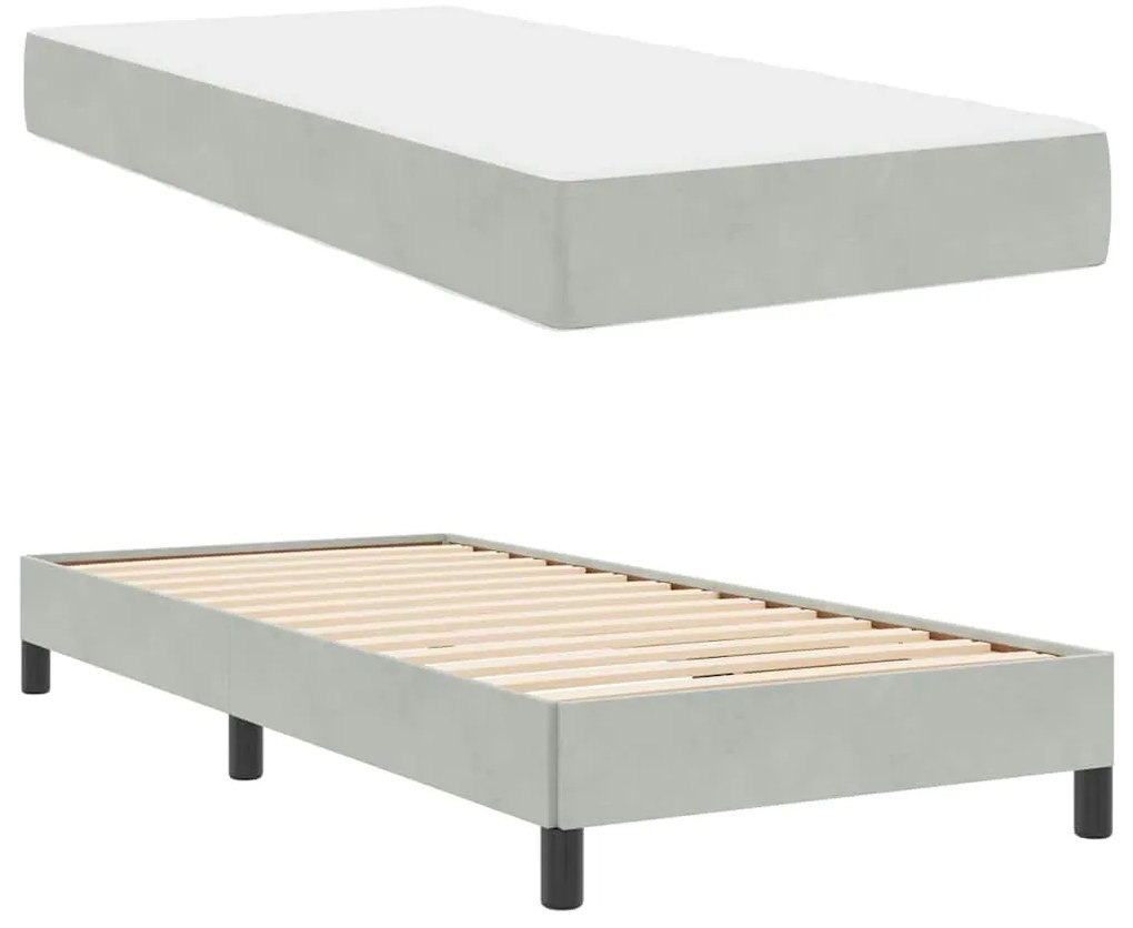 Cama box spring com colchão Cinzento-claro 90 x 190 cm Veludo