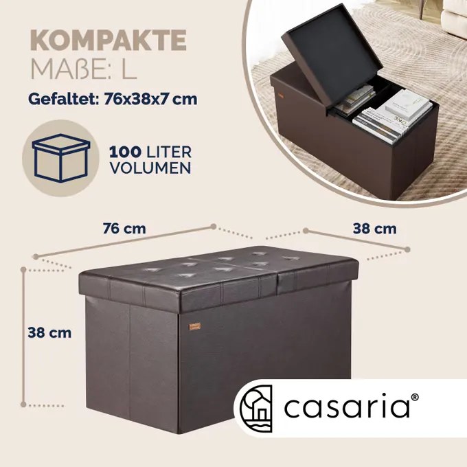 Banco dobrável com espaço de arrumação 80 x 40 x 40 cm Castanho
