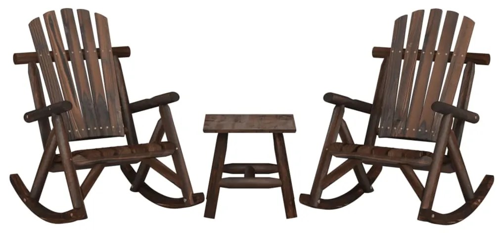 3 pcs conjunto lounge de jardim madeira de abeto maciça