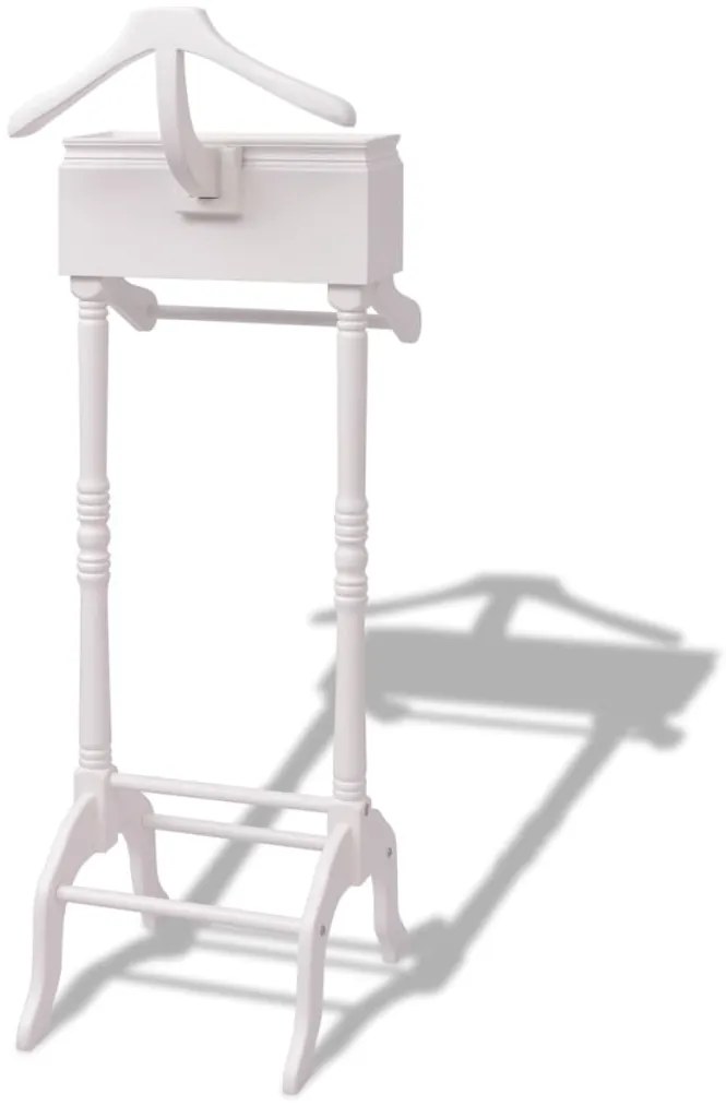 Suporte para roupas com armário em madeira, branco