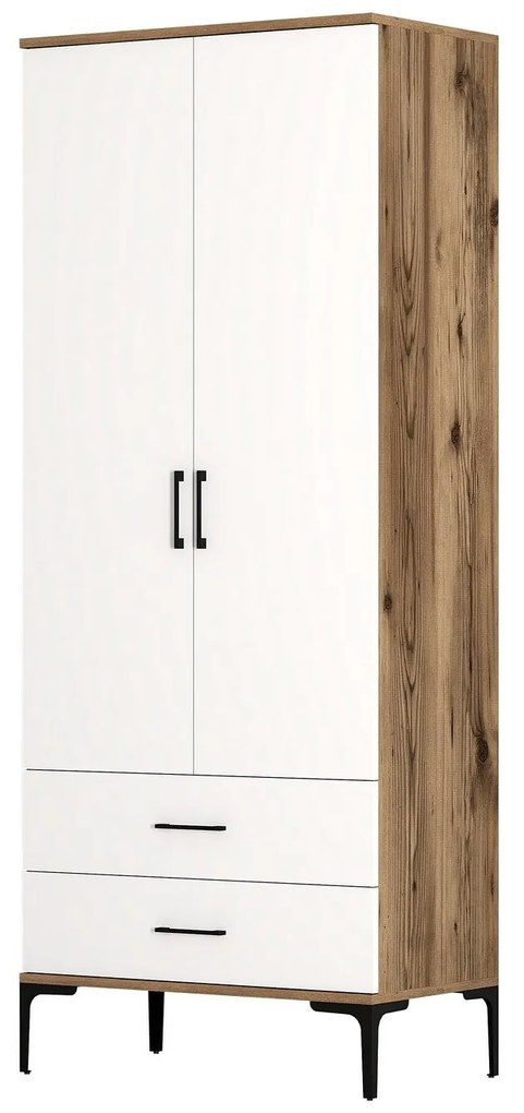 Roupeiro Kumsal T – Nogueira e Branco – 80 x 47,5 x 201,4 cm