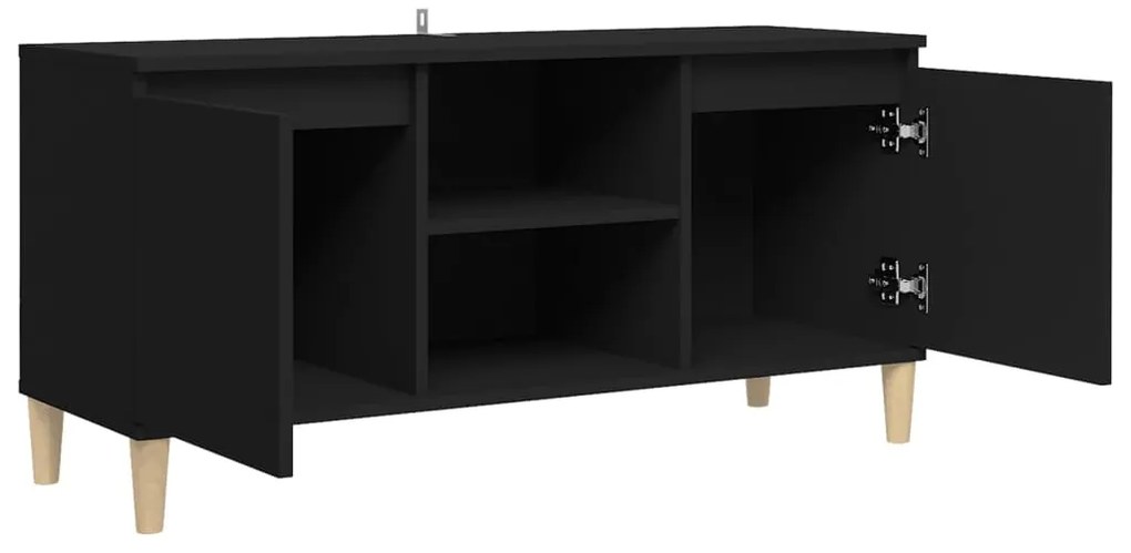 Móvel de TV Merve em Madeira Maciça de 100cm - Preto - Design Moderno