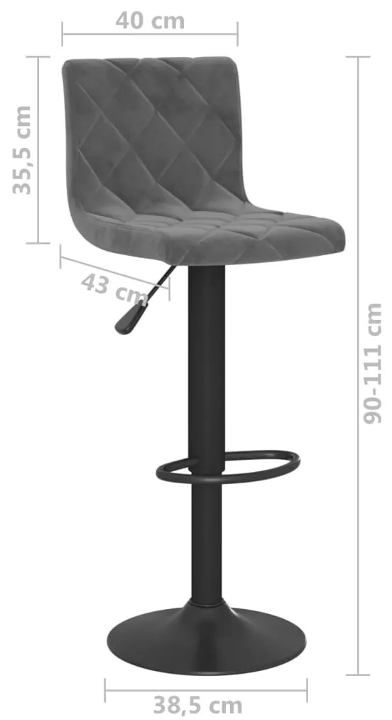 Bancos de bar 2 pcs veludo cinzento-escuro