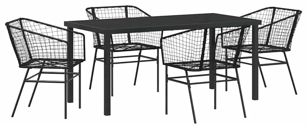 Conjunto de Jantar de Jardim 5 Peças Preto