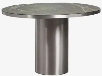 Mesa De Jantar Oval 120x100 Cm Em Pedra Natural E Aço Inoxidável Fertrix Mármore Verde Forest - Sklum