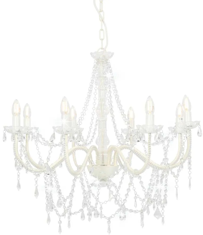 Lustre com contas lâmpadas 8 x E14 branco