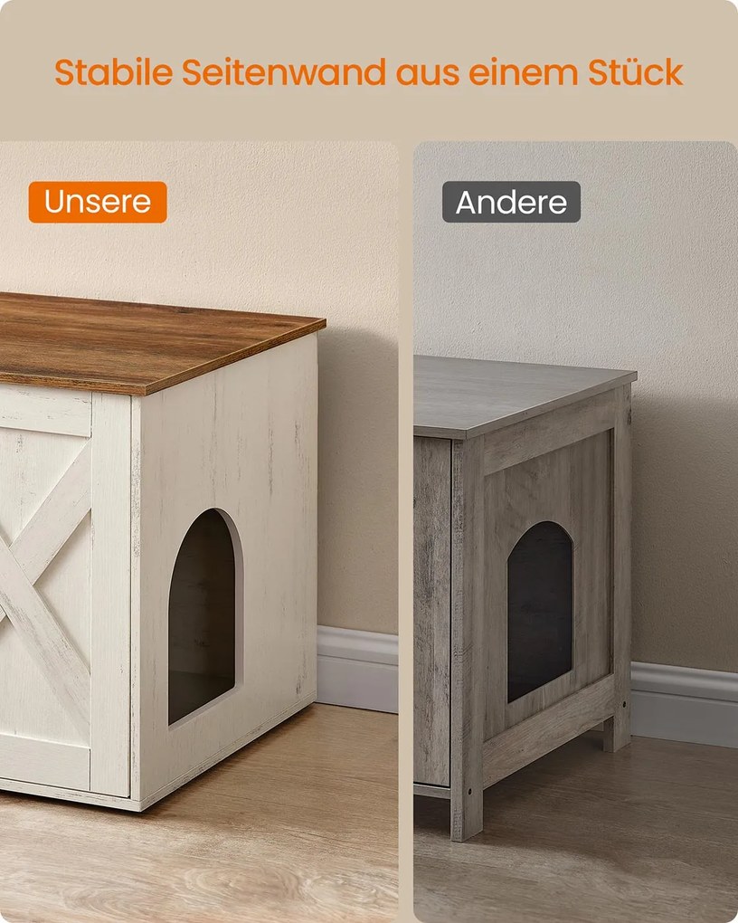 Armário para caixa de areia com portas 70 x 50 x 50 cm Castanho + Branco