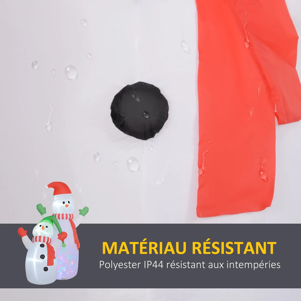 Boneco de Neve de Natal Insuflável, 190 x 110 x 240 cm, Luzes LED Integradas, Branco