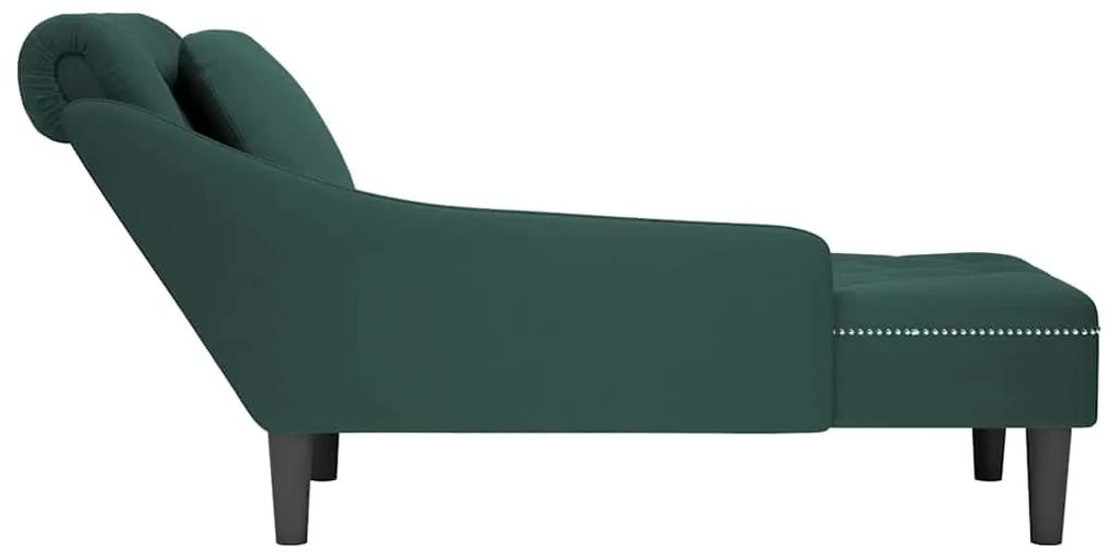 Chaise lounge c/ almofada/apoio de braços direito veludo