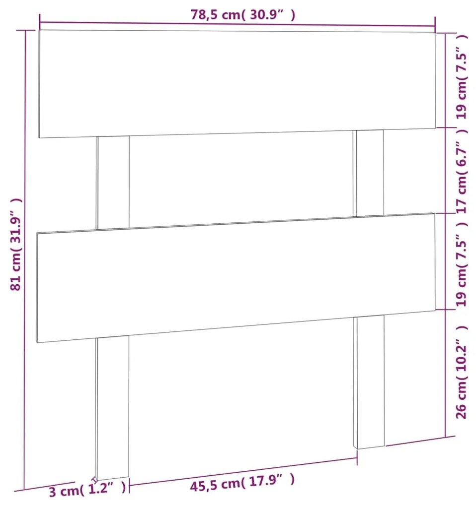 Cabeceira de cama 78,5x3x81 cm madeira de pinho maciça