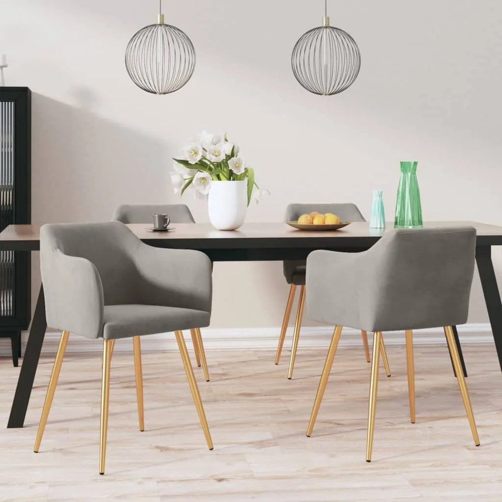 vidaXL Cadeiras de jantar 4 pcs veludo cinzento-claro