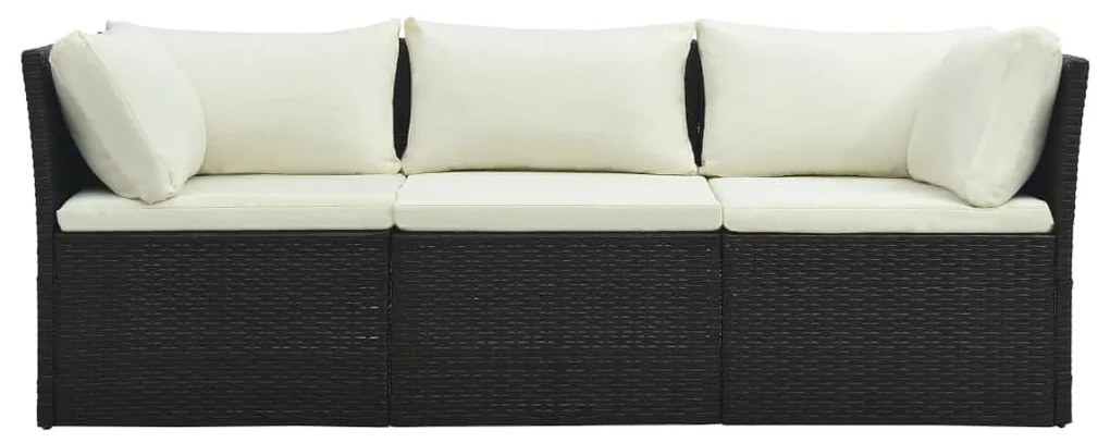 4 pcs conjunto lounge jardim c/ almofadões vime PE castanho