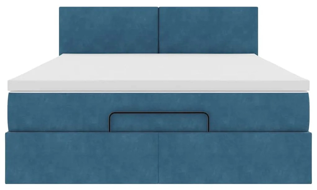 Estrutura de cama otomana com colchão 140x190cm azul escuro