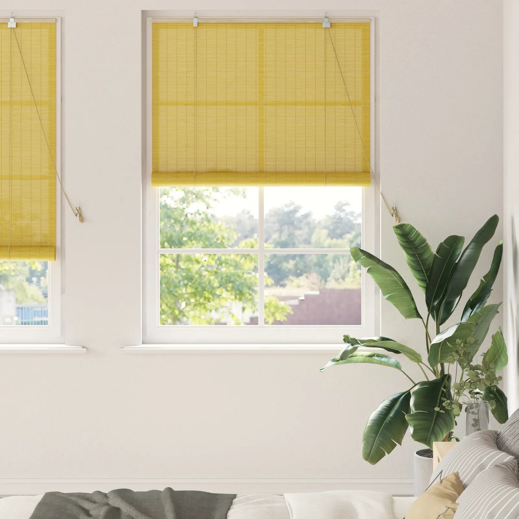 vidaXL Persianas e Sombras de Janela Amarelo 100 x 220 cm Bambu