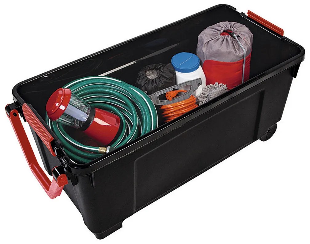 Caixa de Armazenamento com Rodas Iris Preto/Vermelho Polipropileno 170 L 49 x 103 x 50 cm