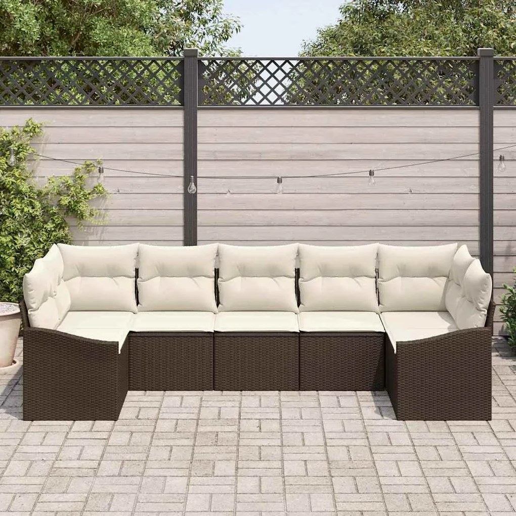 Conjunto de Jantar de Jardim de 7 Peças com Almofadas - Rattan Sintéti