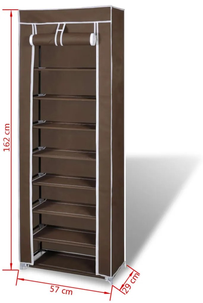 Sapateira com tampa 57 x 29 x 162 cm Castanho