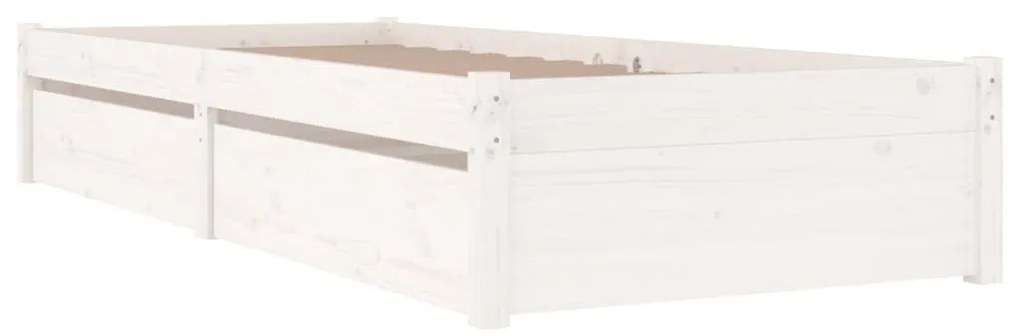 Estrutura cama de solteiro pequena c/ gavetas 75x190 cm branco