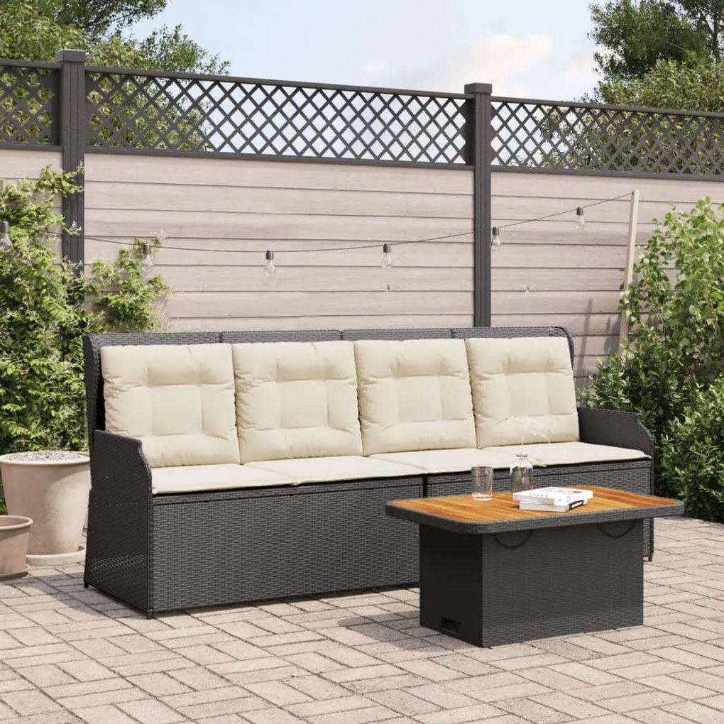 vidaXL 3 pcs conjunto lounge de jardim c/ almofadões vime PE preto