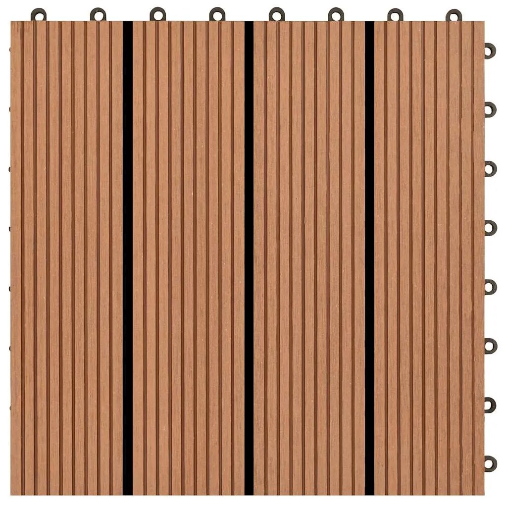 Estrado de plástico WPC 11 peças 30x30cm 1 m2, Marrom