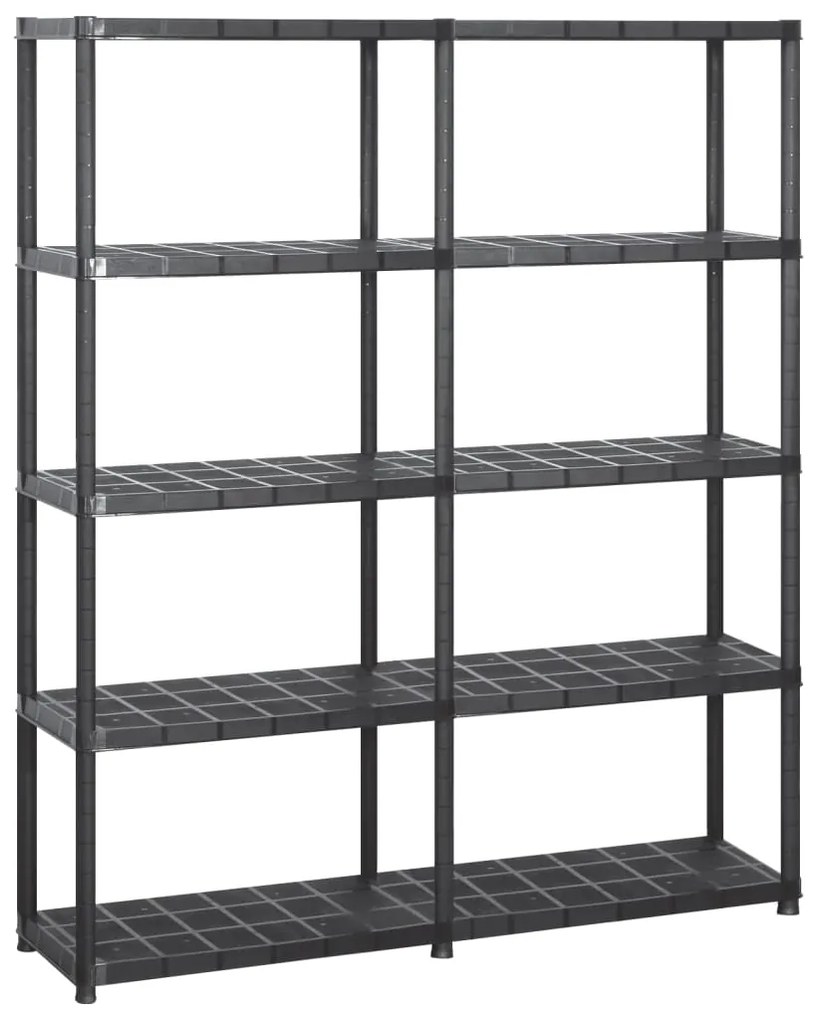 3059852 vidaXL Unidade com 5 prateleiras 142x38x170 cm plástico preto