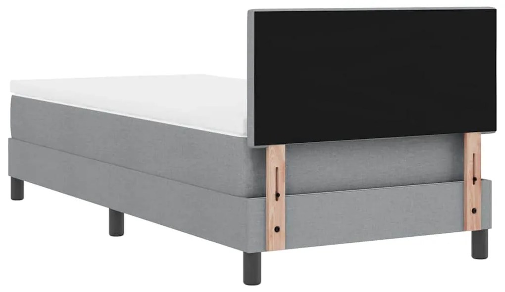 Cama Box Spring com Colchão Cinza Claro 100x200 cm Tecido