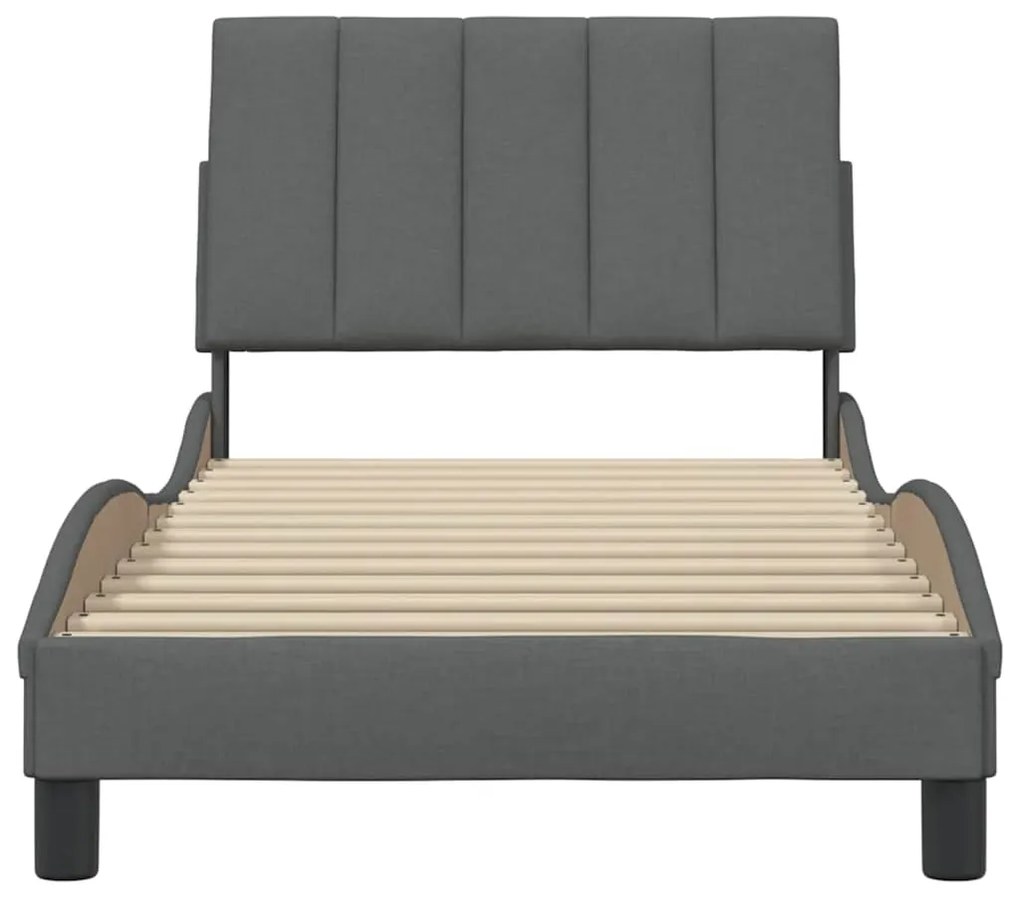 Estrutura de cama sem colchão 90x200 cm tecido cinzento-escuro