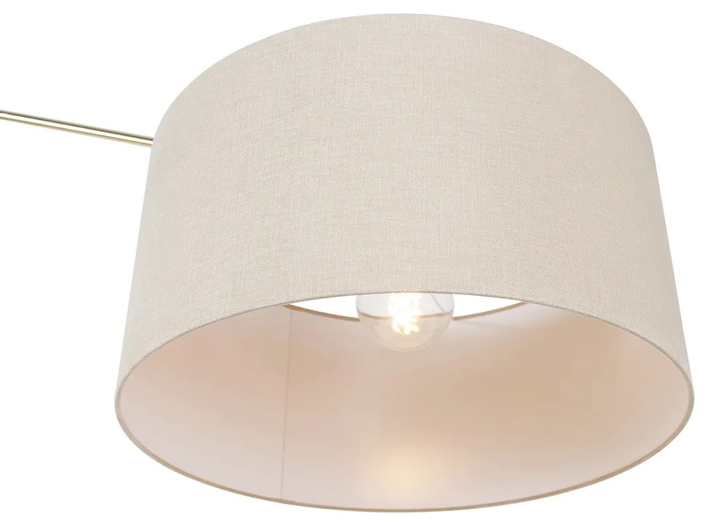 Candeeiro de pé dourado com cúpula castanho claro 50 cm ajustável - Editor Design,Moderno