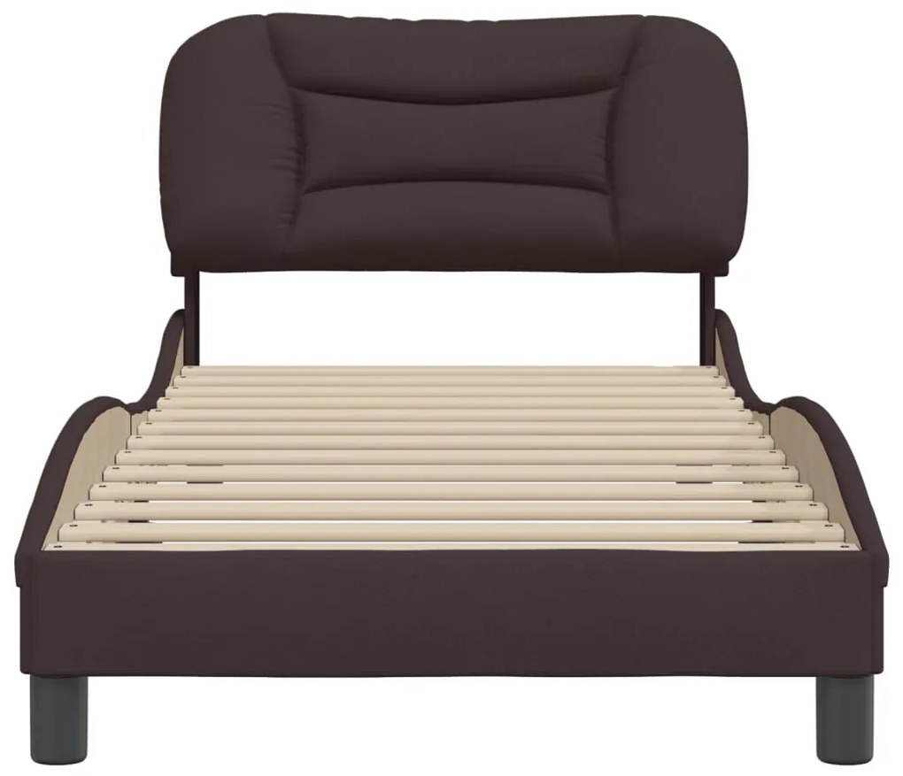 Estrutura de cama sem colchão 90x200 cm tecido castanho-escuro