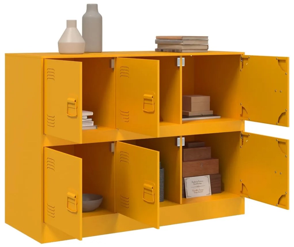 Aparador 99x39x73 cm aço amarelo mostarda