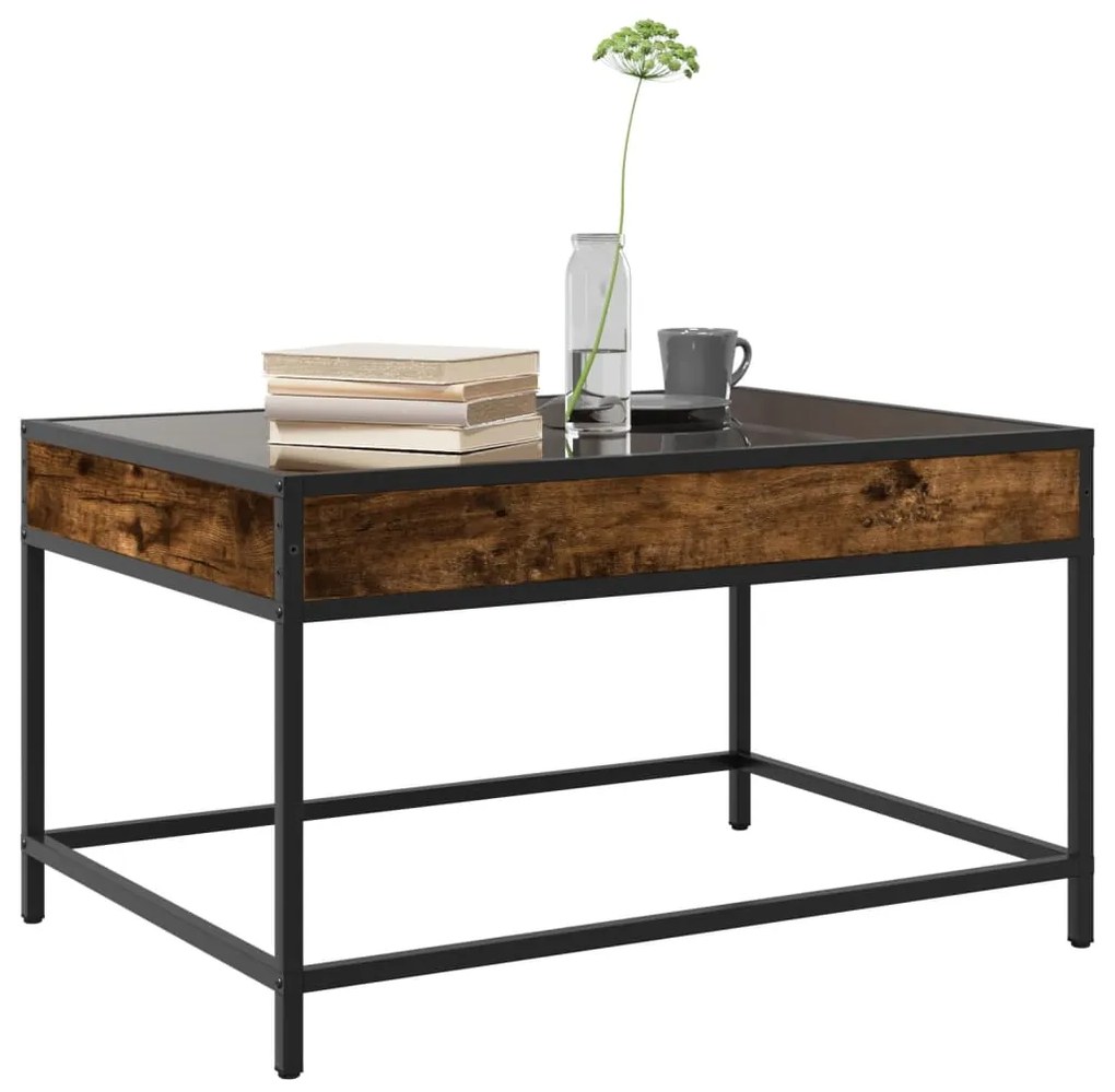 Mesa de centro luzes LED Infinity 70x50x41 cm carvalho fumado