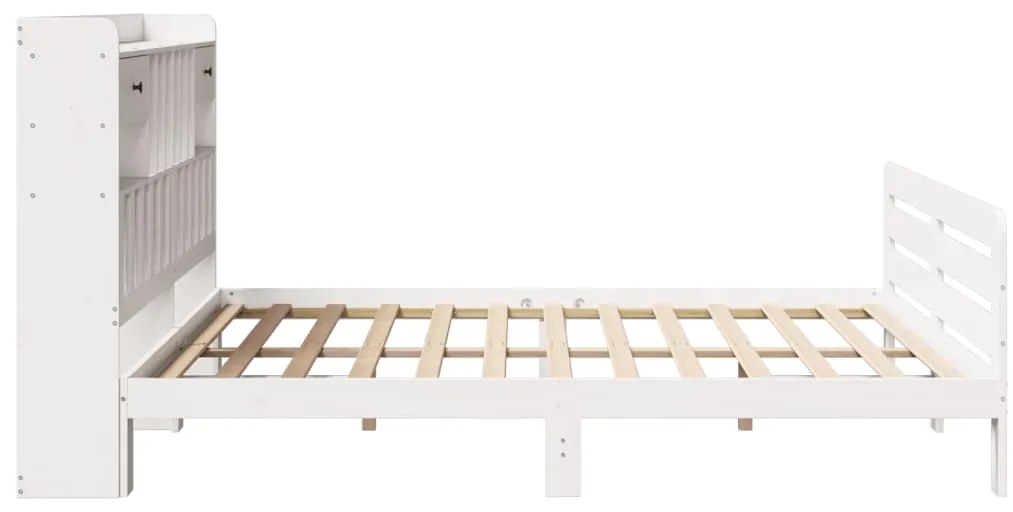 Cama com estante sem colchão 200x200 cm pinho maciço branco