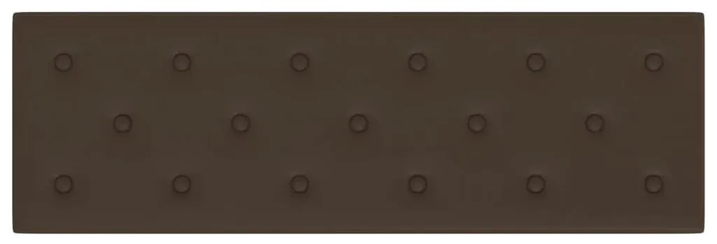 Painel parede 12 pcs 90x30 cm couro artificial 3,24 m² castanho