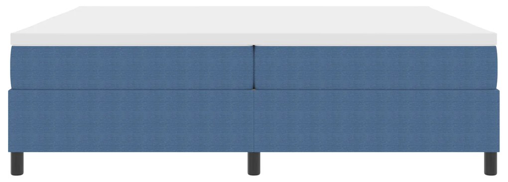 Cama Box Spring com Colchão, Azul, 200x200 cm, Tecido de Veludo Cotelê