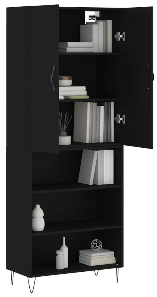Armário alto 69,5x34x180 cm derivados de madeira preto