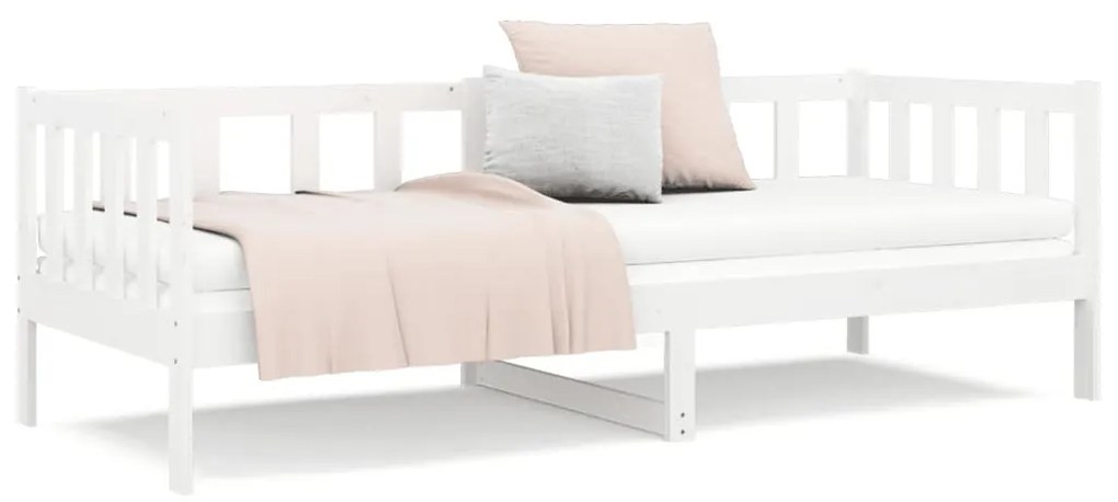 Sofá-cama 90x190 cm madeira de pinho maciça branco