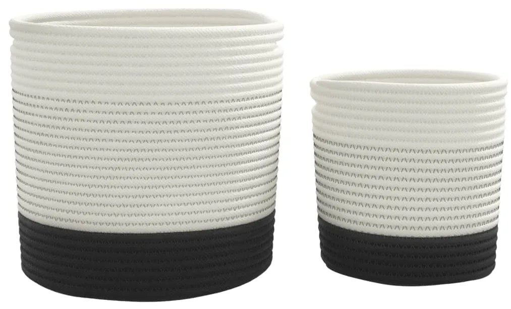 Cestos de arrumação 2 pcs algodão branco e preto