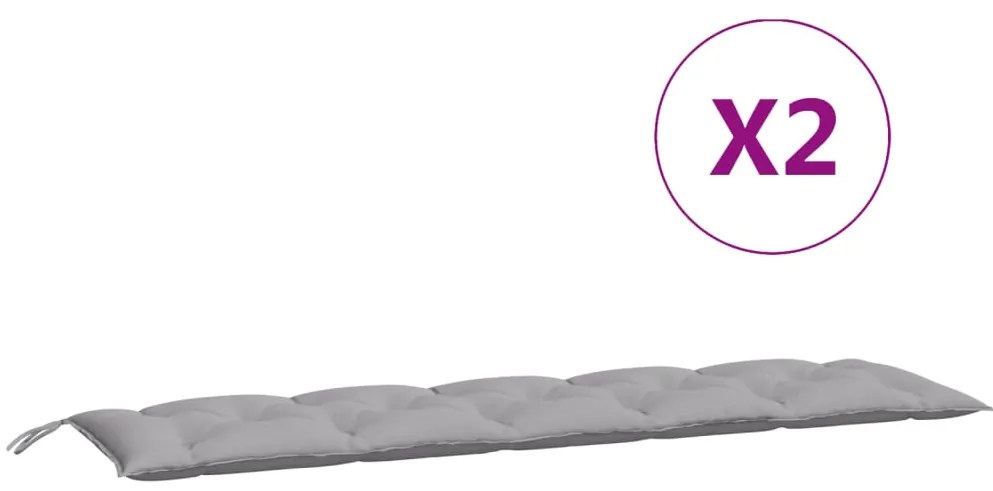 Almofadões banco jardim 2 pcs 180x50x7cm tecido oxford cinzento
