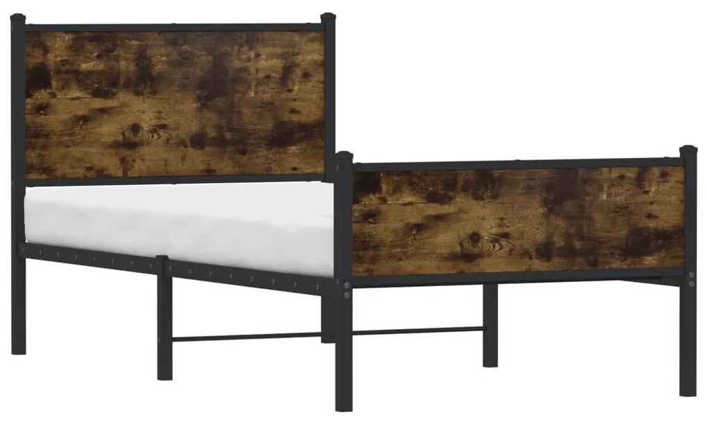 Estrutura de cama sem colchão 80x200 cm metal carvalho fumado