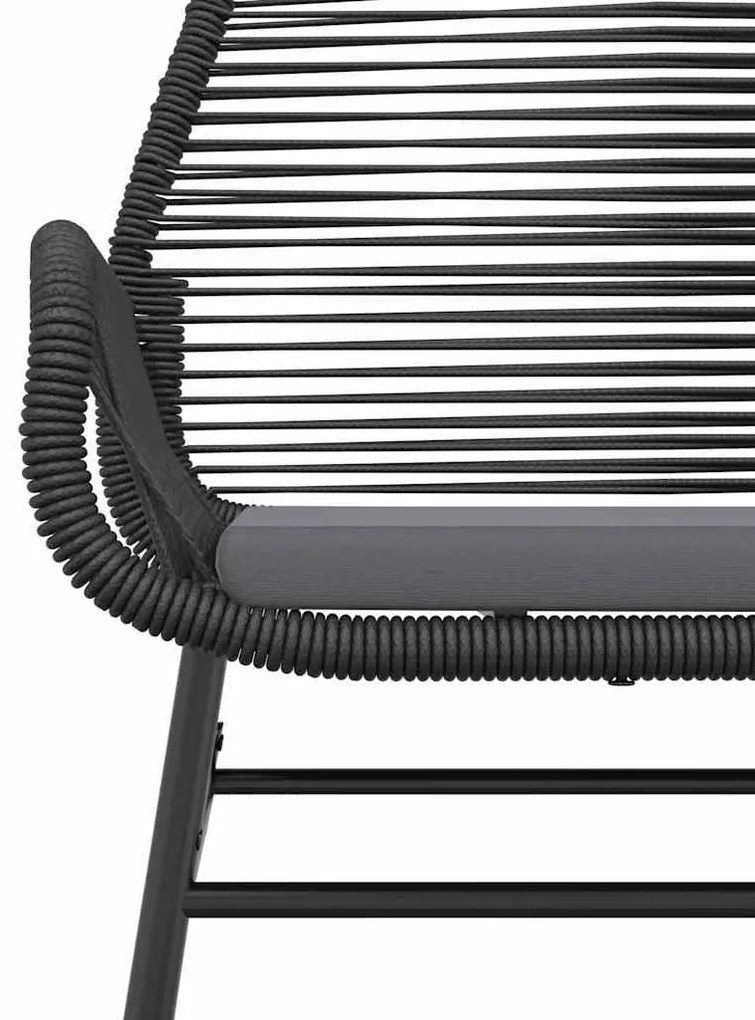 Conjunto de jantar jardim 7 peças almofadas vidro vime PE preto