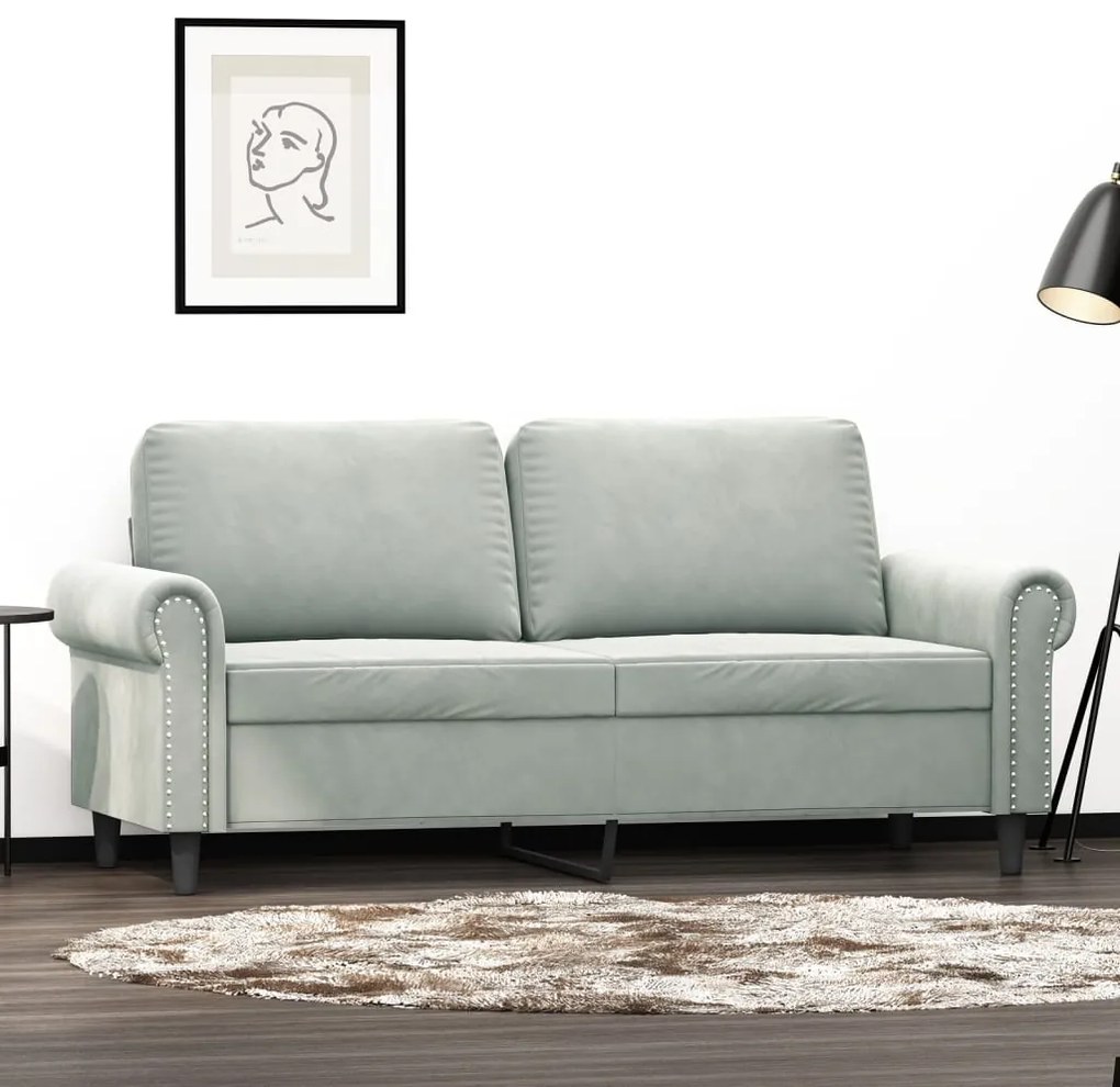 vidaXL Sofá de 2 lugares 140 cm veludo cinza-claro