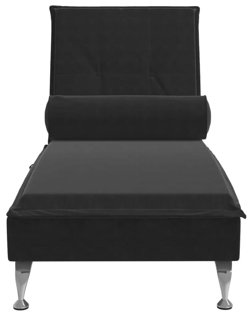 Chaise lounge de massagem com rolo veludo preto