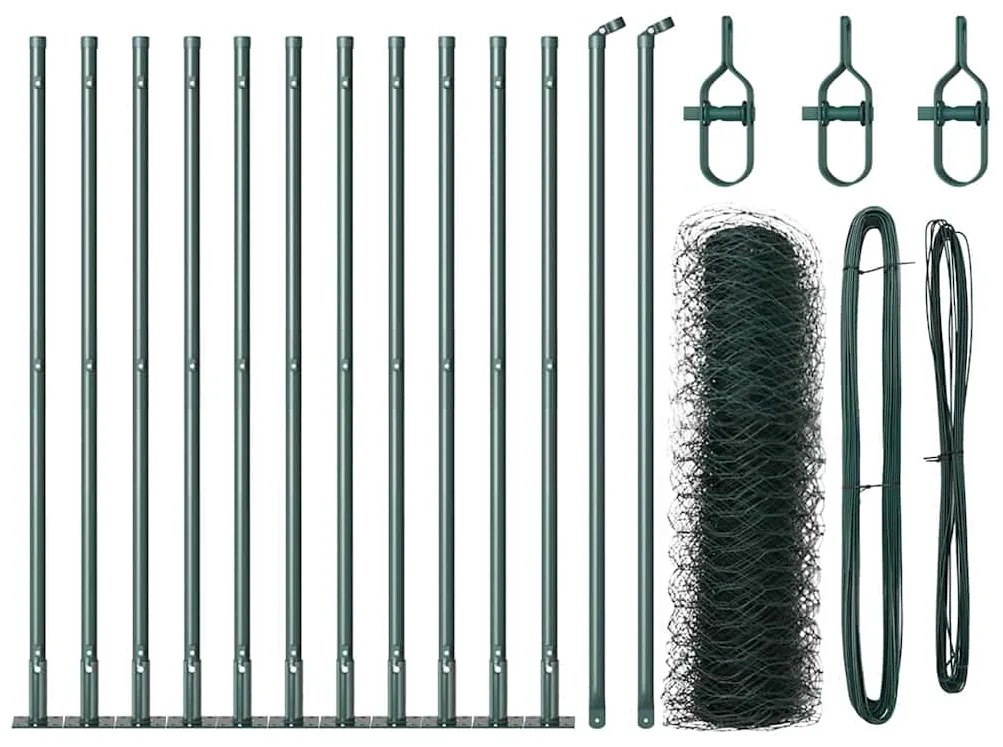 Cerca Hexagonal vidaXL Verde 0.6x25 m Aço