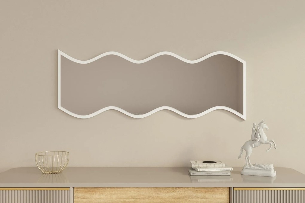 Espelho "Safi" - 40 x 120 x 2,2 cm - Branco - Design Moderno