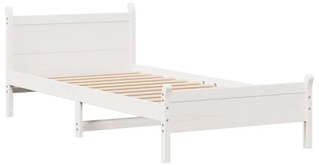 Cama sem colchão 90x200 cm madeira de pinho maciça branco